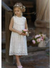 Ivory Lace Tulle Baby Boho Beach Airy Flower Girl Dress